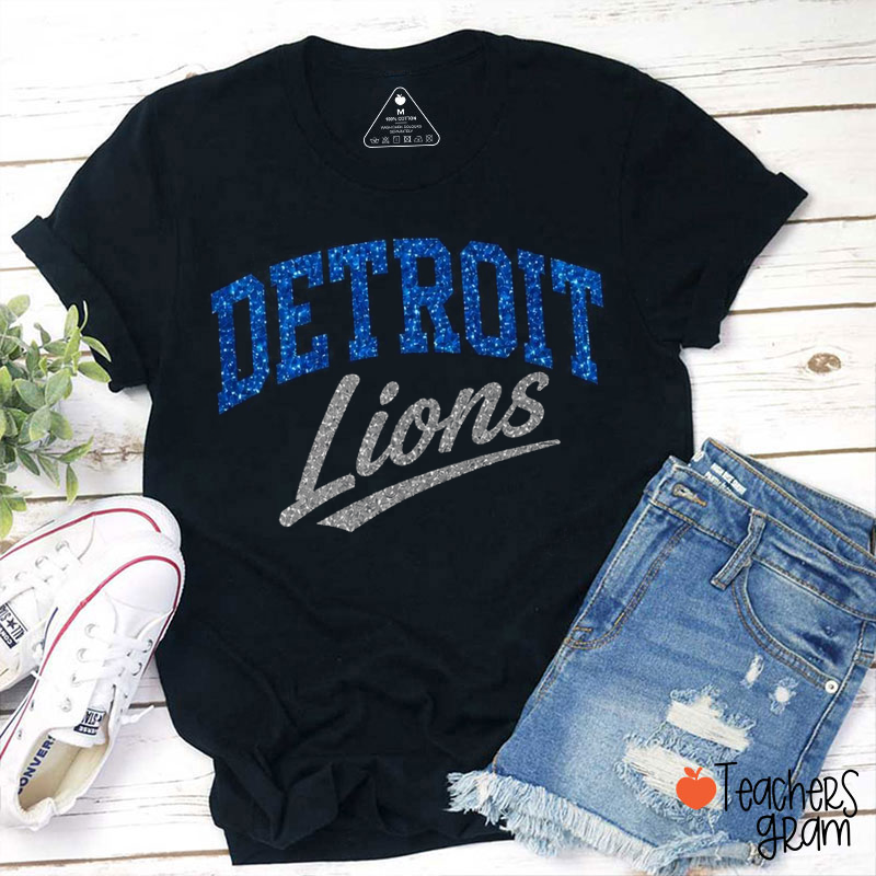 Personalized Mascot Retro Glitter Sport Fan Teacher T‑Shirt