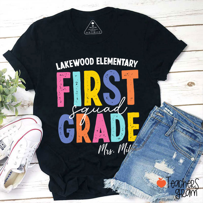 Personalized Grade And School Name Back To School Teacher T-Shirt