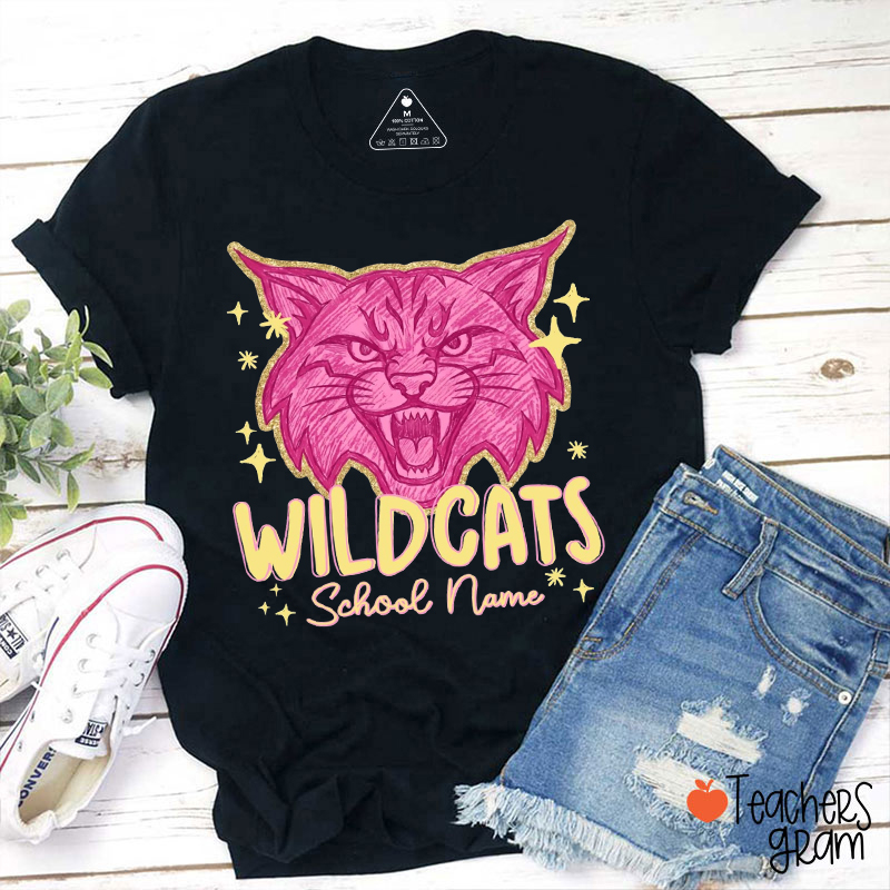 Personalized Name Mascot Star Outline Teacher T‑Shirt