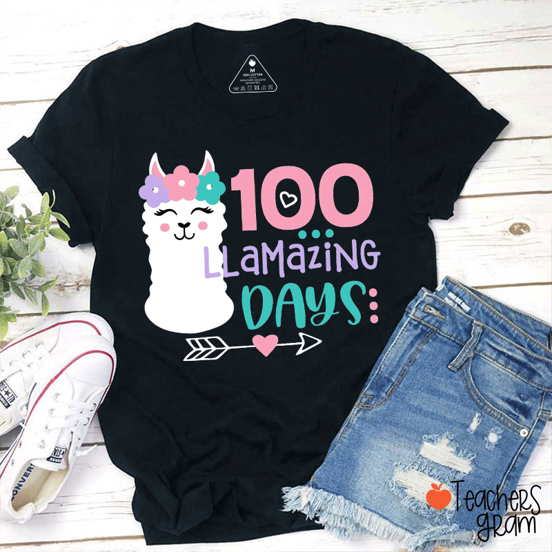 100 Llamazing Days Teacher T-shirt