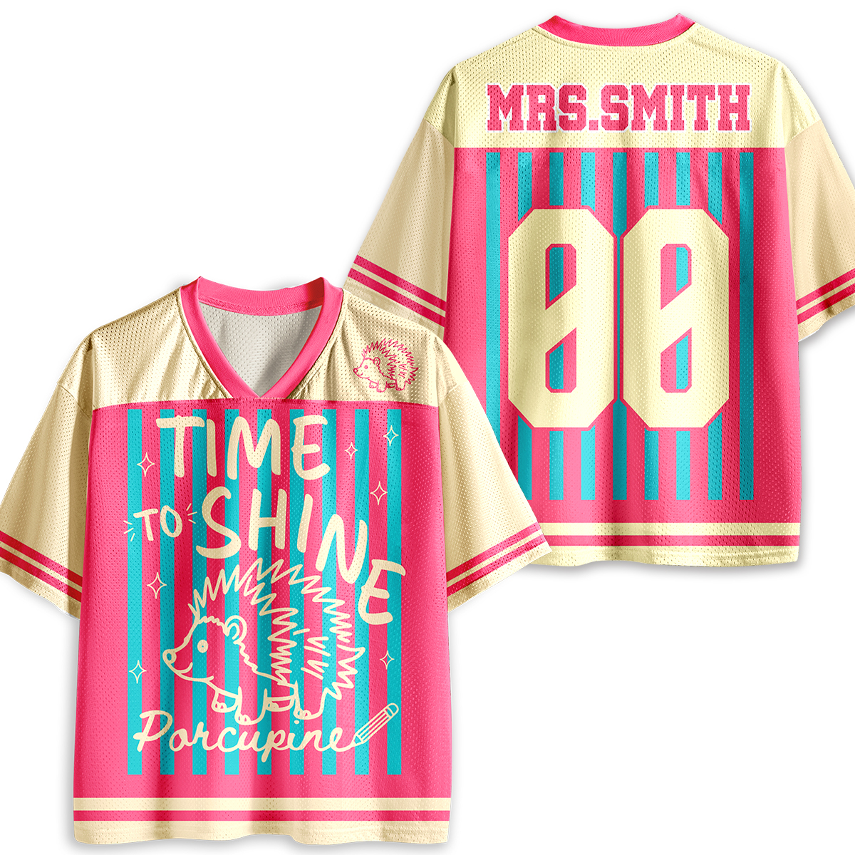 Personalized Animal Pun Striped Teacher Baseball Jersey