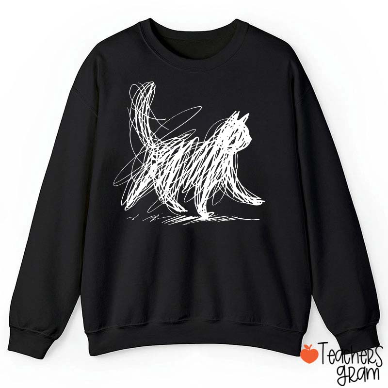 Vintage Cat Line Teacher Sweatshirt