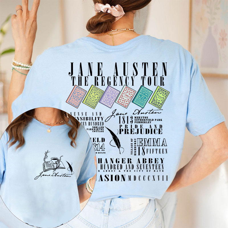 Jane Austen The Regency Tour Teacher Two Sided T-Shirt