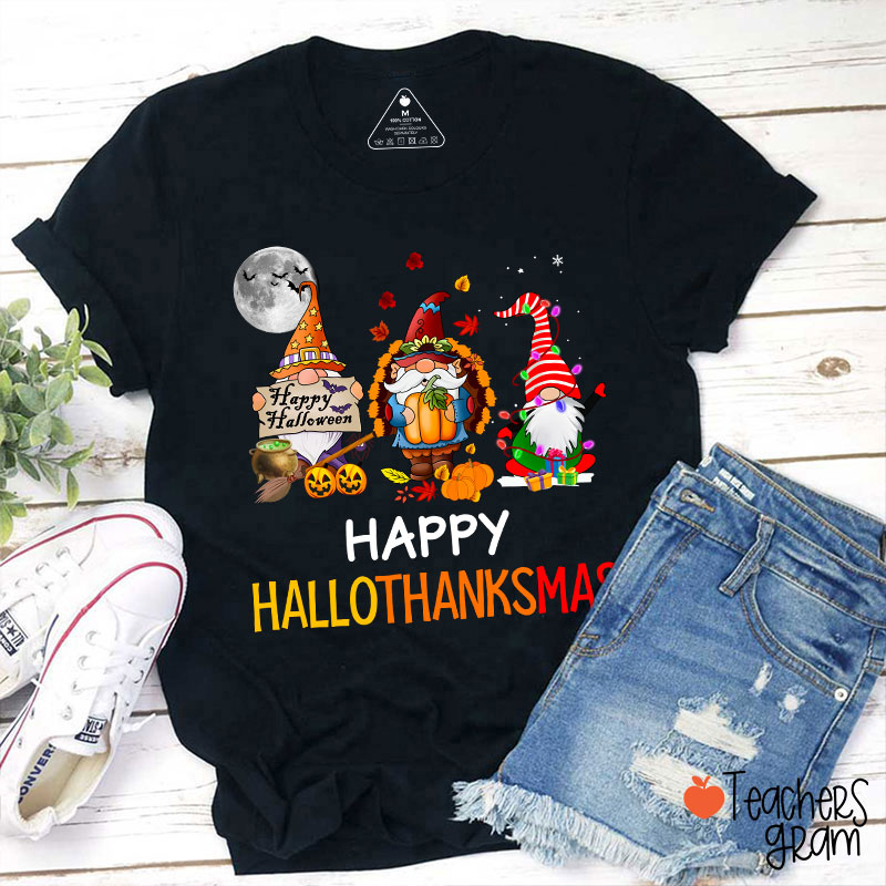 Happy Hallothanksmas Teacher T-Shirt Sale-Teachersgram