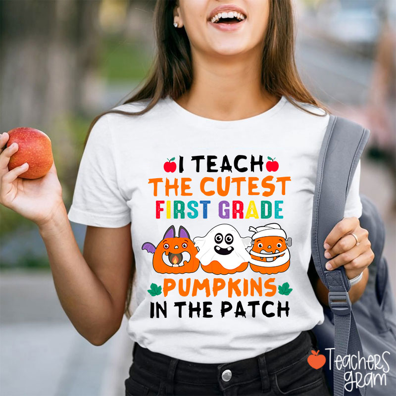 Personalized I Teach The Cutest First Grade Pumpkins In The Patch T-Shirt