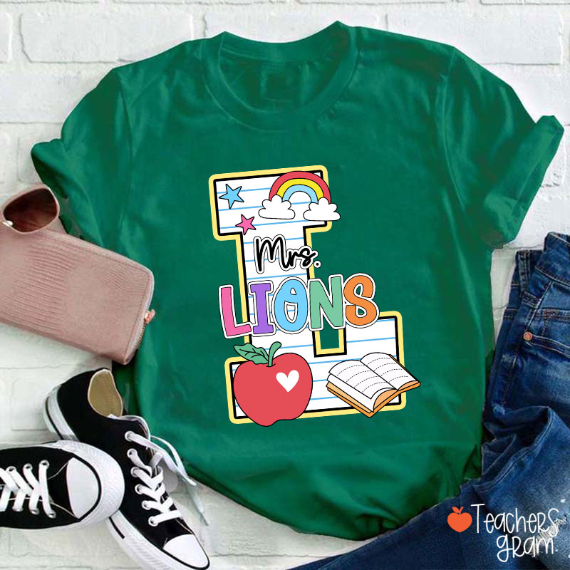 Personalized Name Initials Design Cute Icon Teacher T-Shirt