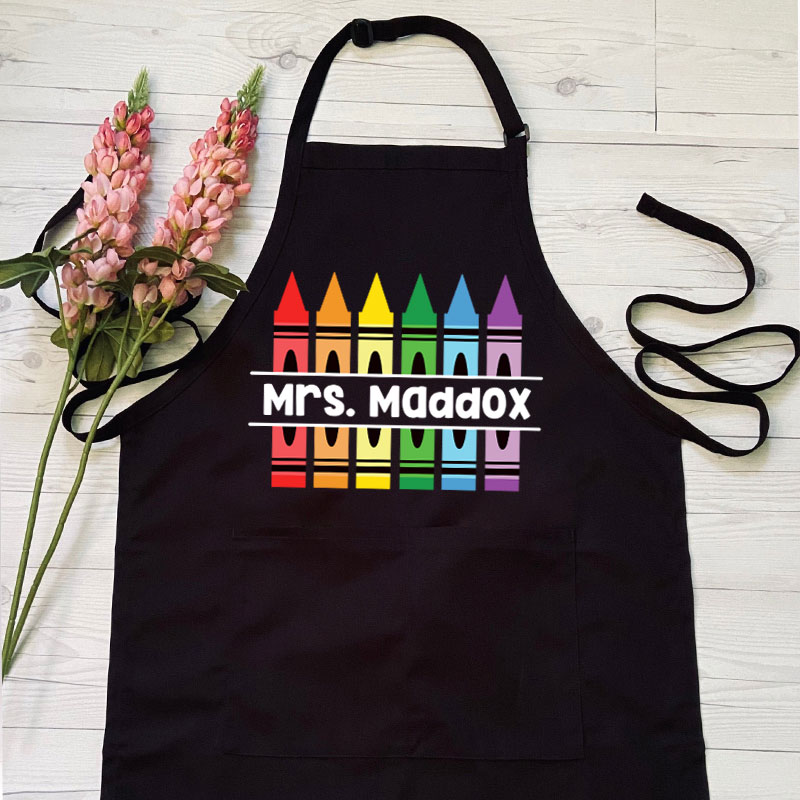 Personalized Pencil Crayon Teacher Name Apron