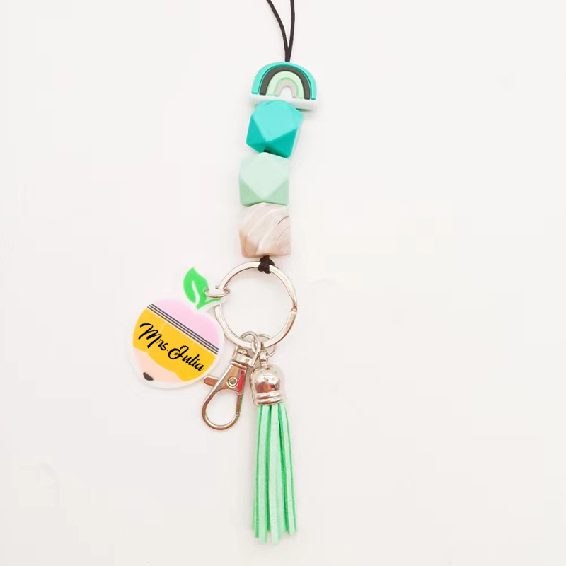Rainbow Beaded Teacher Lanyard