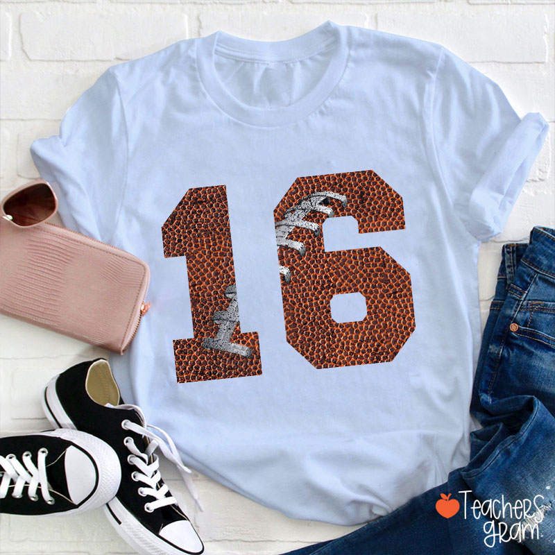 Personalized Number Game Day Teacher T-Shirt