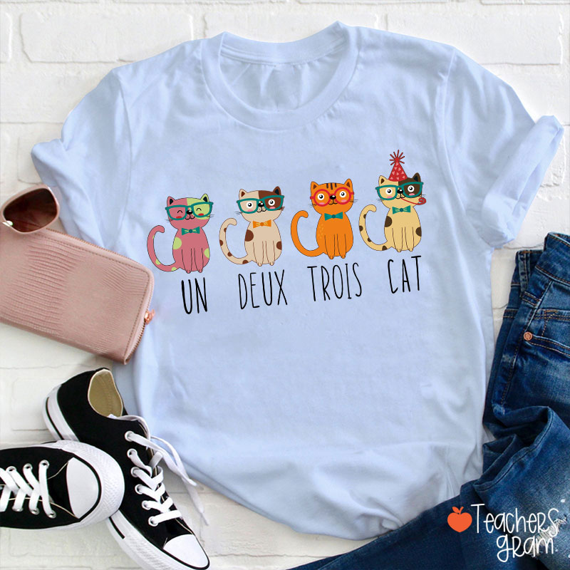 Un Deux Trois Funny Cat French Teacher T-Shirt