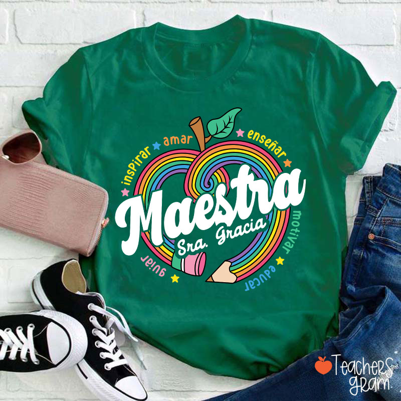 Personalized Inspirar Amar Maestra Spanish Teacher T-Shirt