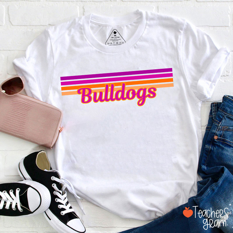 Personalized Mascot Contrasting Lines School Spirit Teacher T-Shirt