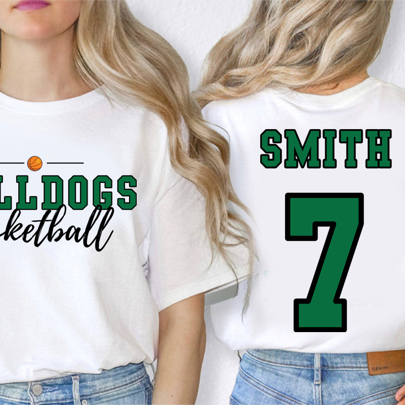 Personalized Mascot Sport Name And Number Game Day Teacher Two Sided T-Shirt