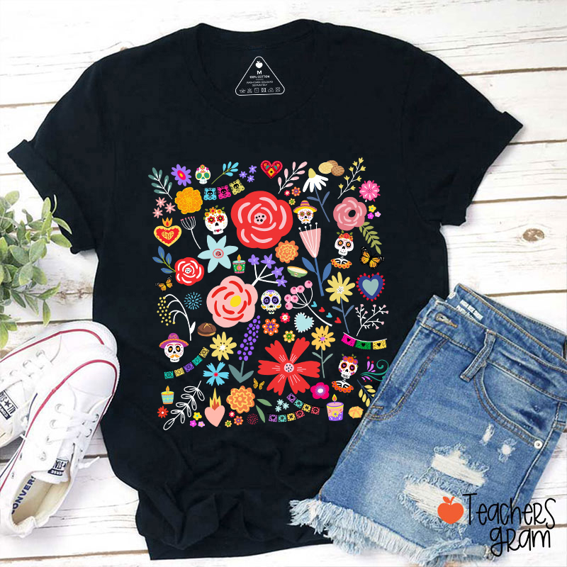 Dia De Los Muertos Mexican Art Spanish Teacher T-Shirt