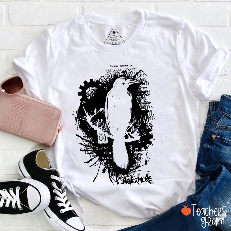 Nevermore Raven Halloween Teacher T-Shirt