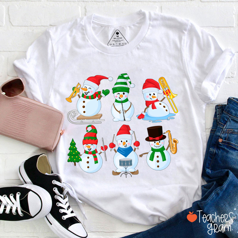 Snowman Band Christmas Teacher T-Shirt