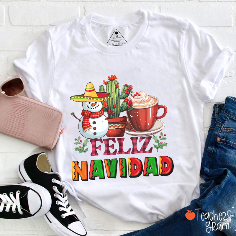 Feliz Navidad Spanish Teacher T-Shirt Sale-Teachersgram