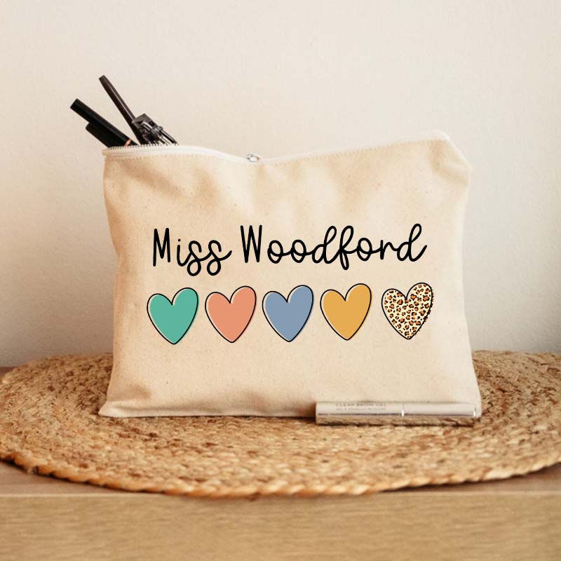 Personalized Colorful Love Teacher Makeup Bag
