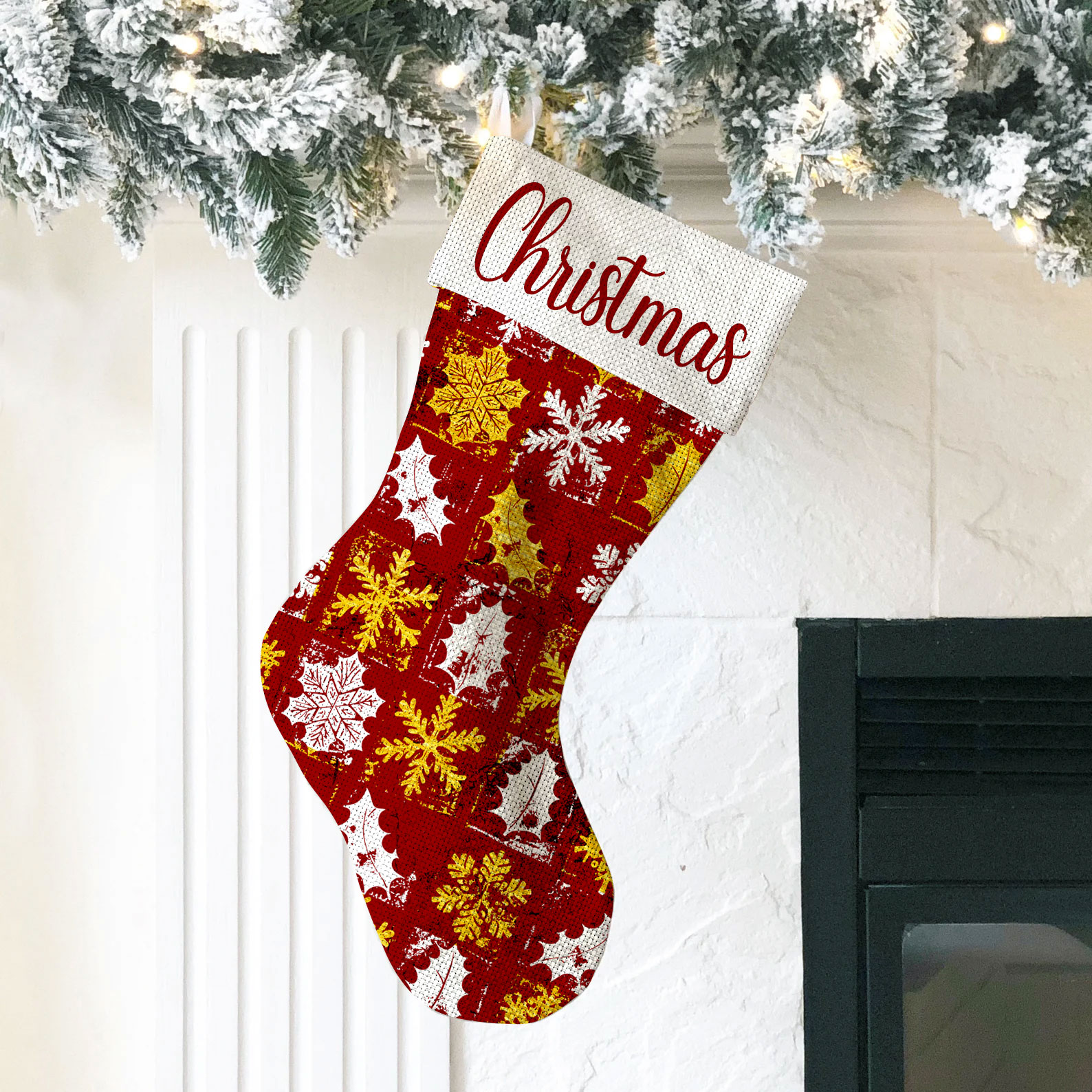 Personalized Golden Snowflake Teacher Stocking