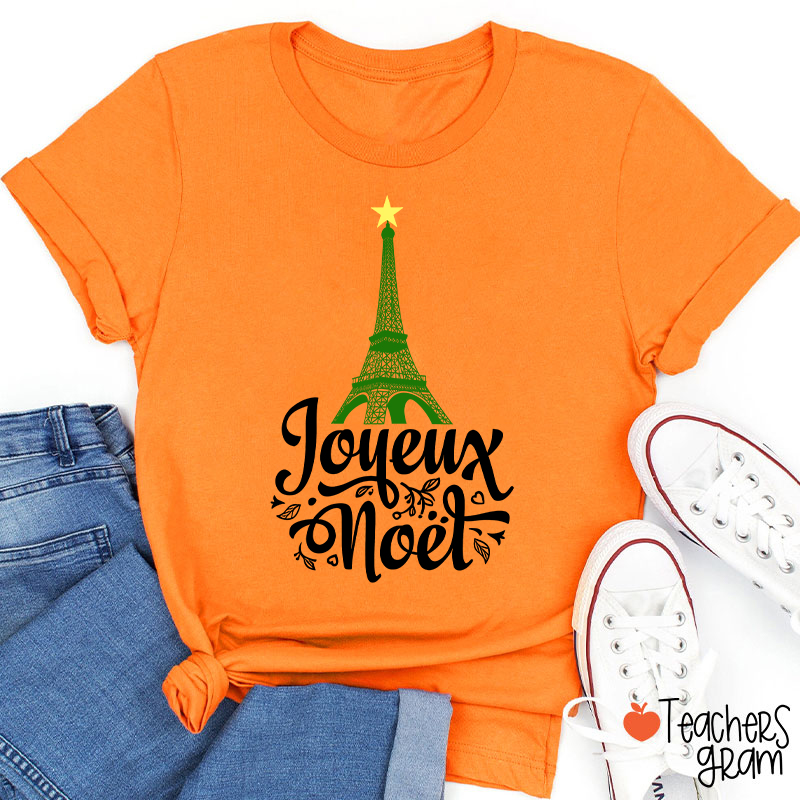 Eiffel Tower Joyeux Noël French Teacher T-Shirt