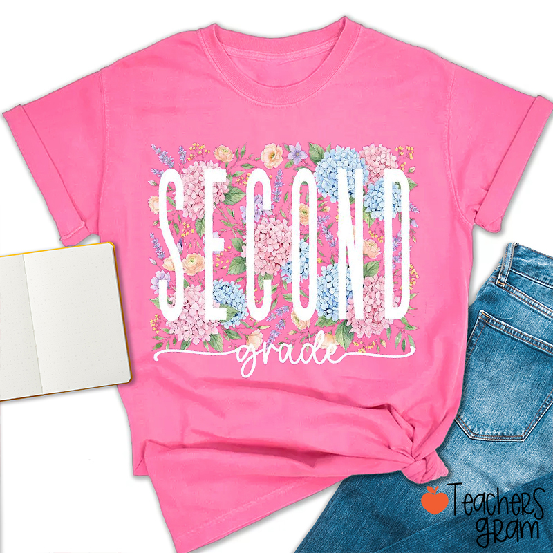 Personalized Grade Floral Back To School Teacher T-Shirt