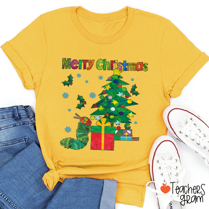 Very Hungry Caterpillar Merry Christmas Teacher T-Shirt