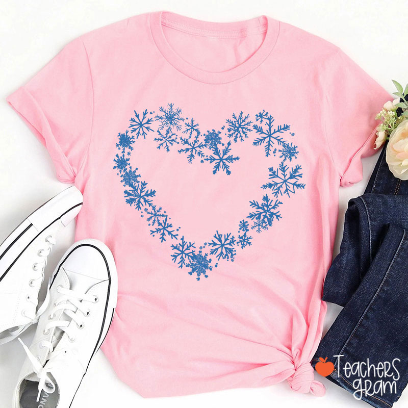 Snowflakes Heart Teacher T-Shirt
