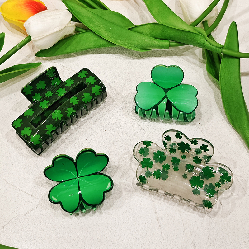 St. Patrick's Day Shamrock Hair Clips