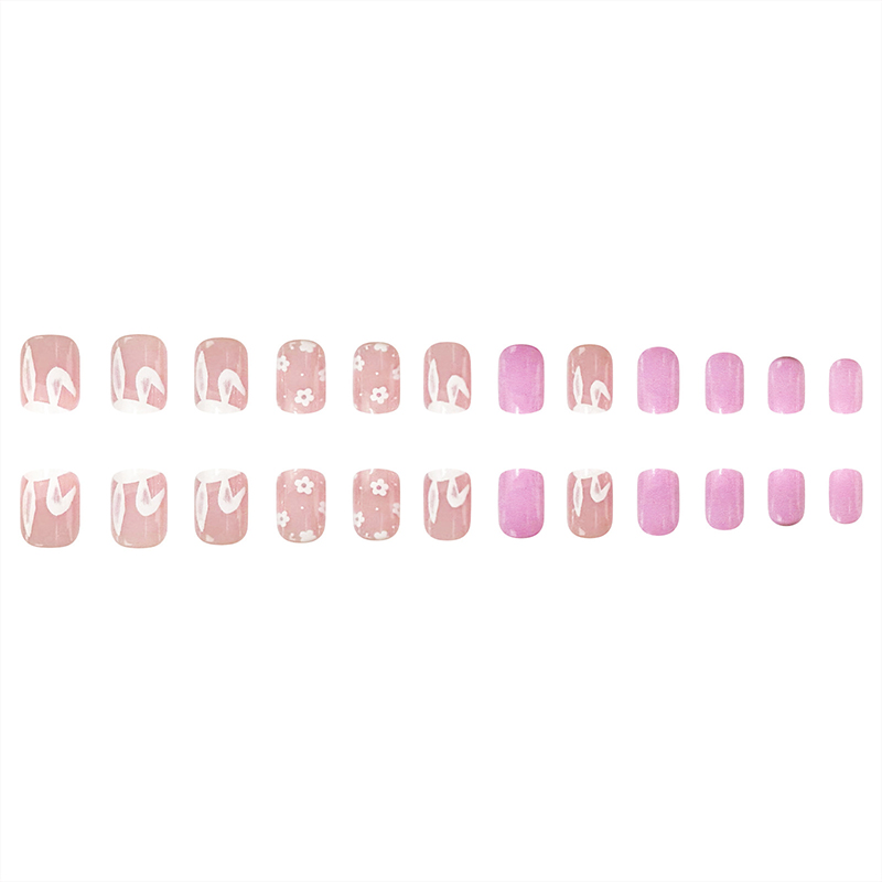 24pcs Flower Bunny Easter Teacher Fake Nail