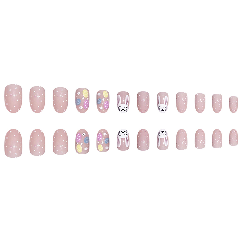 24pcs Oval Rabbit Easter Egg Teacher Fake Nail