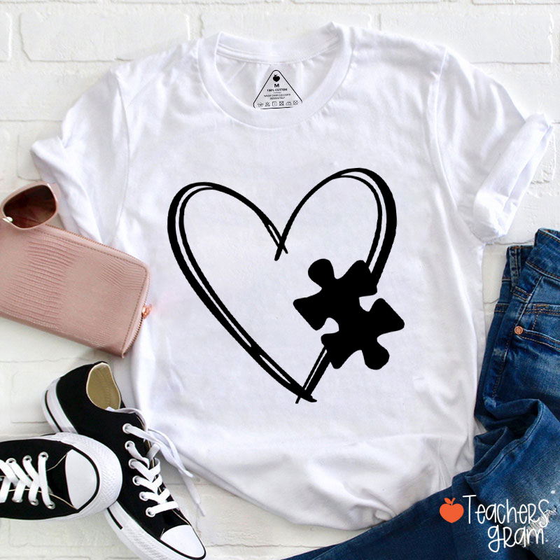 Love Autism Puzzle Teacher T-Shirt
