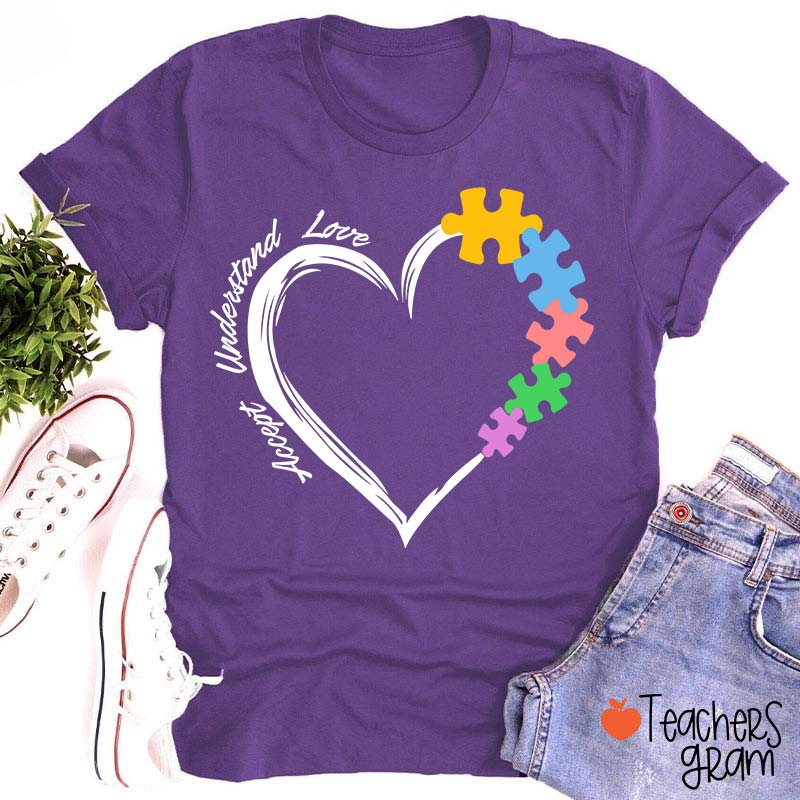 Accept Understand Love Autism Awareness Teacher T-Shirt