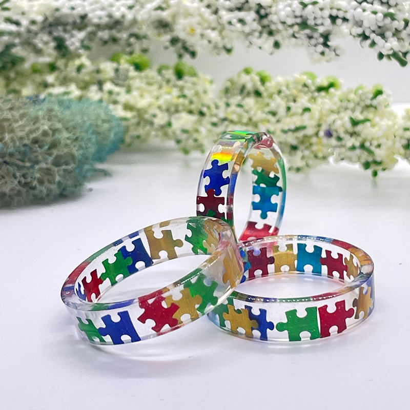 Autism Puzzle Resin Ring