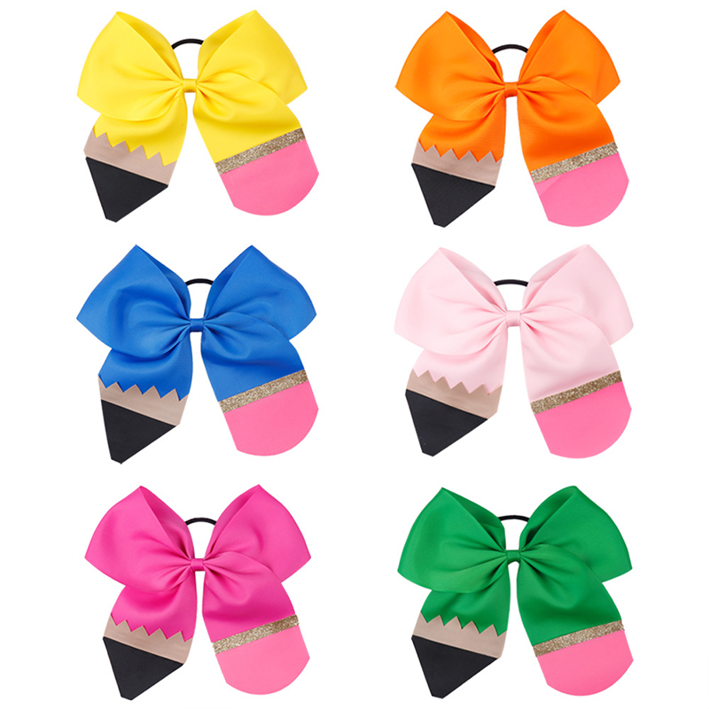 Glitter Pencil Bow Teacher Hair Clip