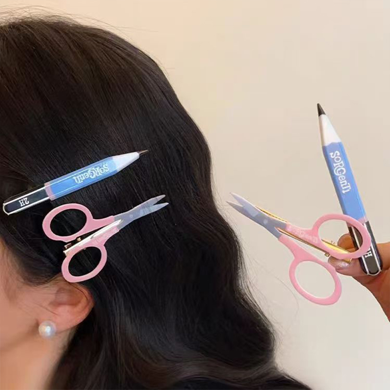 Pencil Scissors Teacher Hair Clip
