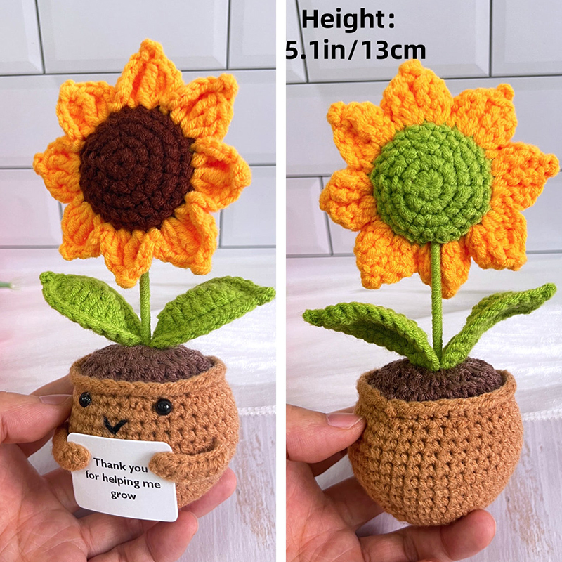 Cute Crochet Sunflowers Hearts Rose Plants Desk Decor