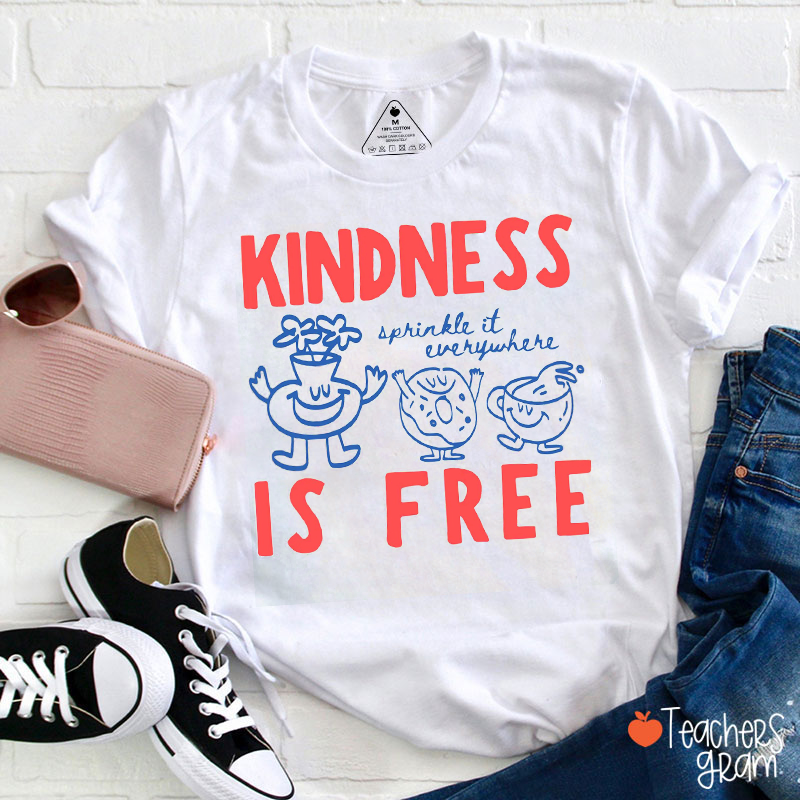 Retro Kindness Quote Cartoon Food Teacher T-Shirt