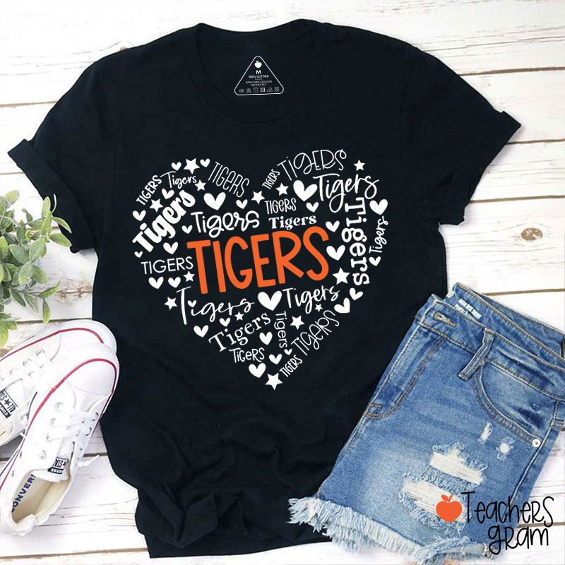 Personalized Mascot Heart Teacher T-Shirt
