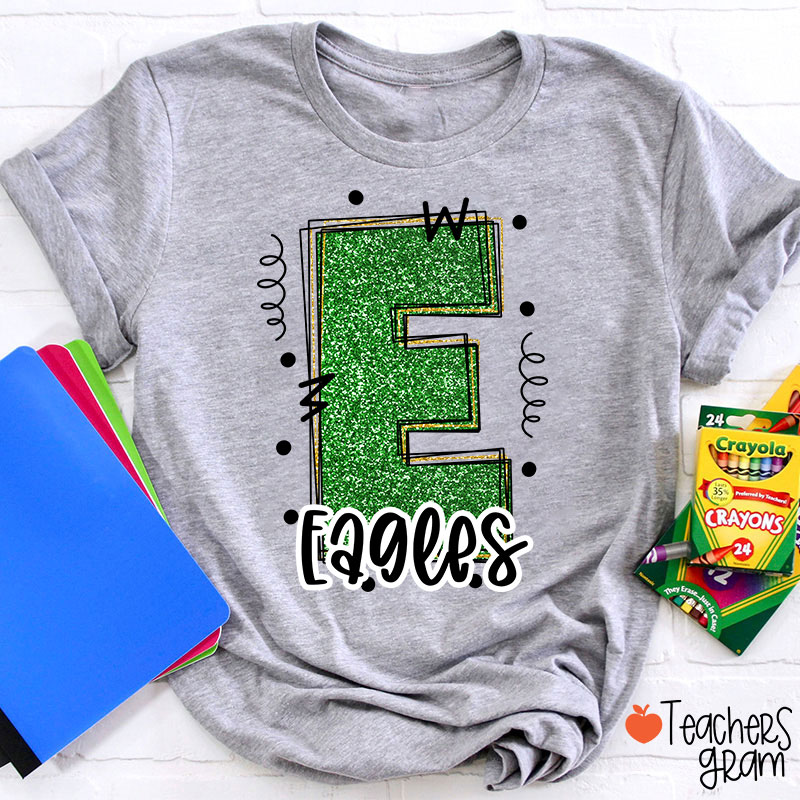 Personalized Mascot Glitter School Spirit Game Day Teacher T-Shirt