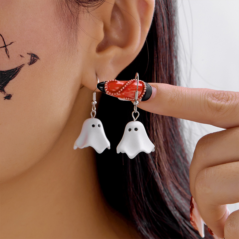 White Ghost Teacher Acrylic Earrings