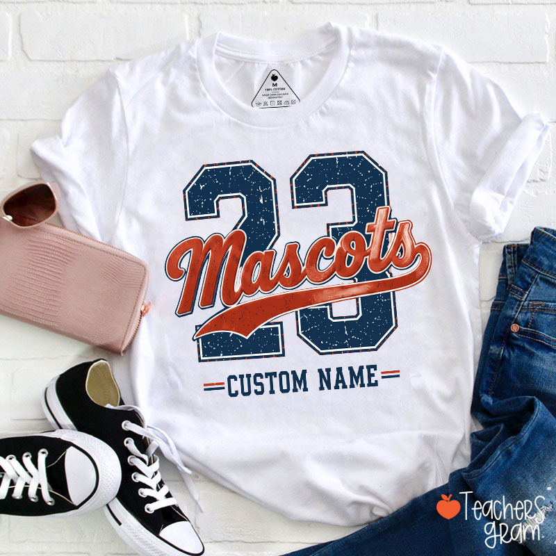 Personalized Mascot Name And Number Sports Teacher T‑Shirt