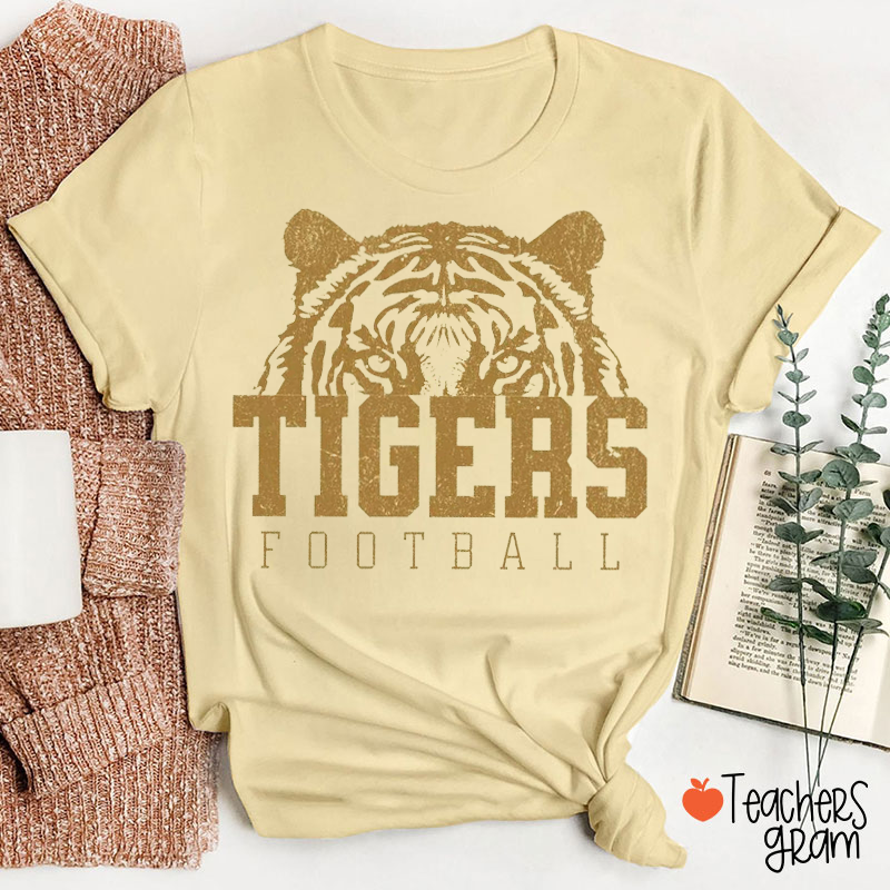 Personalized Mascot Retro Animal Sport Distressed Print Teacher T‑Shirt