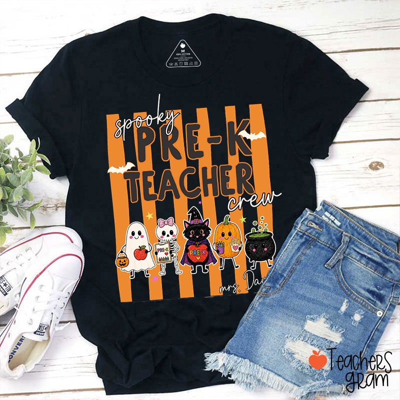 Personalized Grade And Name Spooky Halloween Teacher T‑Shirt