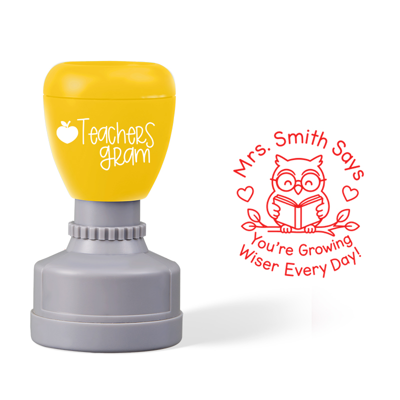 Personalized Name Says You Are Growing Wiser Every Day Teacher Stamp