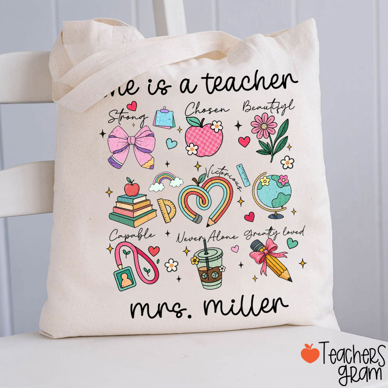 Personalized The Teacher Has All The Good Qualities Teacher Tote Bag
