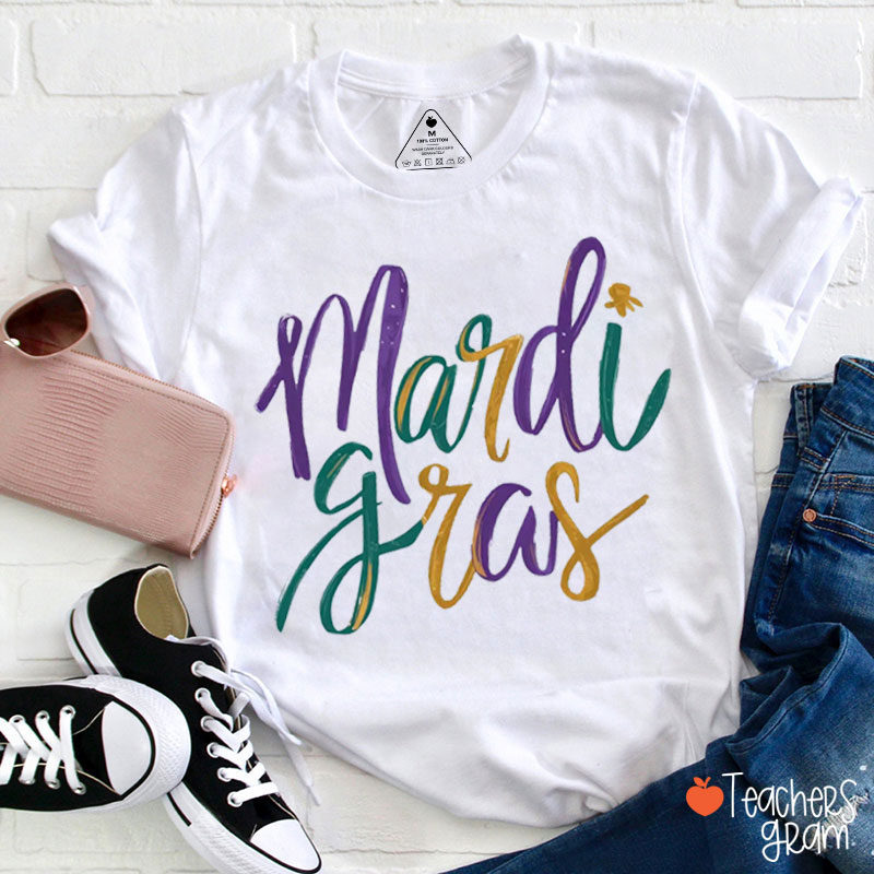Celebrating Mardi Gras Teacher T-Shirt