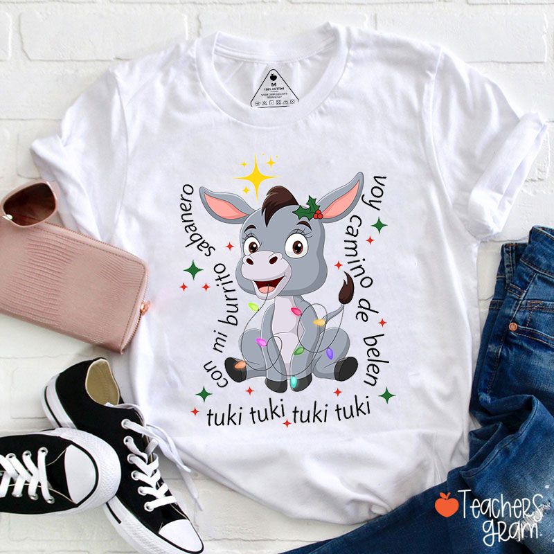 Con Mi Burrito Camino De Belén Spanish Teacher T-Shirt