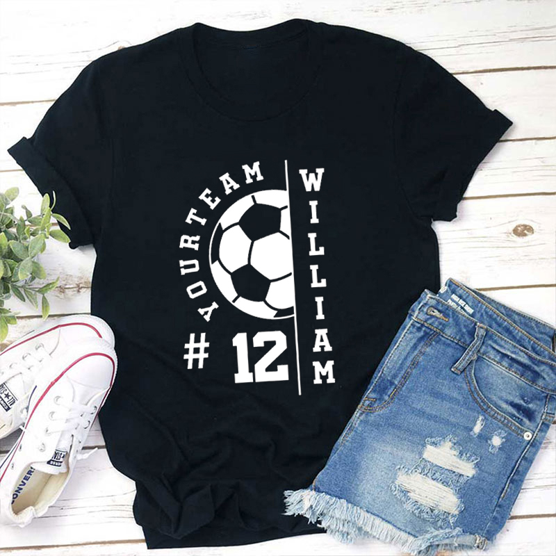 Personalized School Mascot Number And Name  Teacher T-Shirt