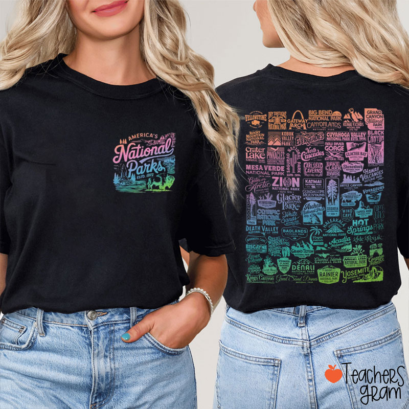 National Park Lovers Teacher Two Sided T-Shirt