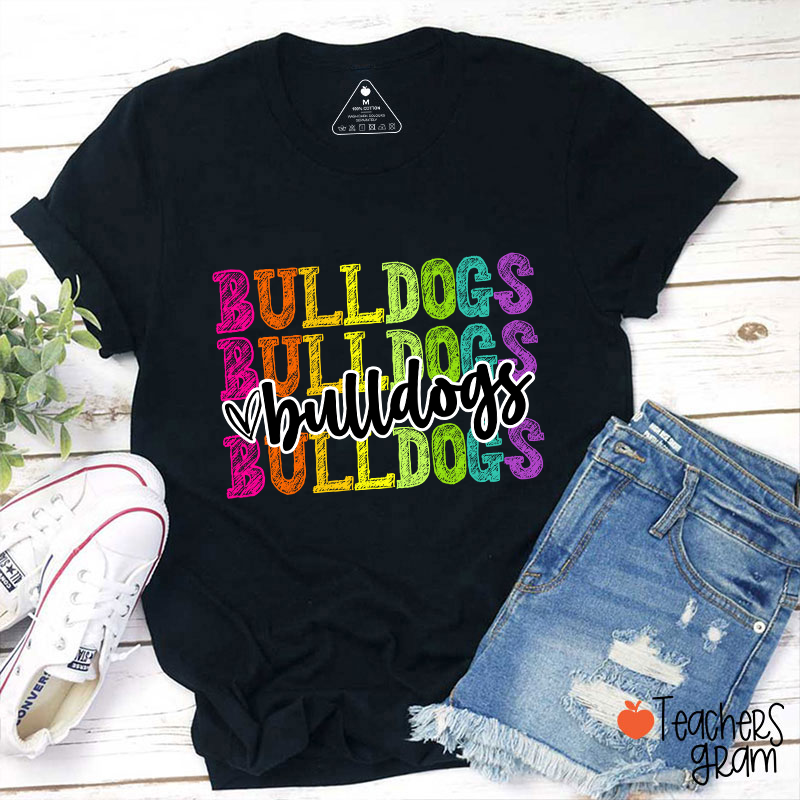 Personalized Mascot Graffiti Font School Spirit Teacher T-Shirt